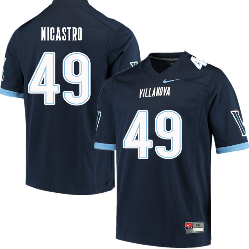 Men #49 Casey Nicastro Villanova Wildcats College Football Jerseys Sale-Navy